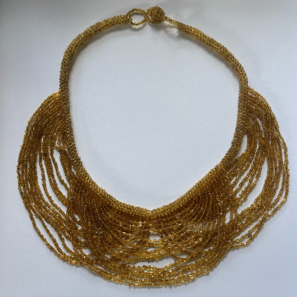 Multi strand Gold Beaded Festoon Necklace